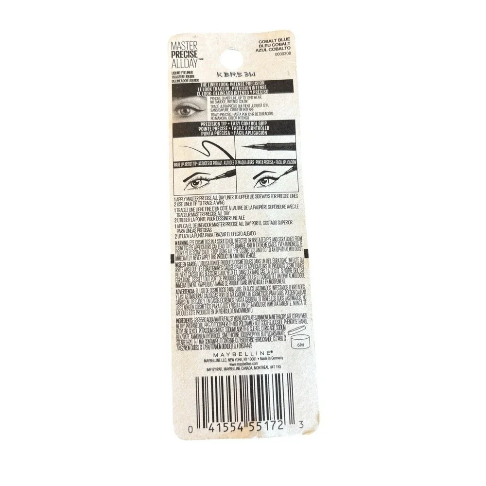 Maybelline Master Precise All Day Liquid Eyeliner 112 Cobalt Blue Lot Of 2 New